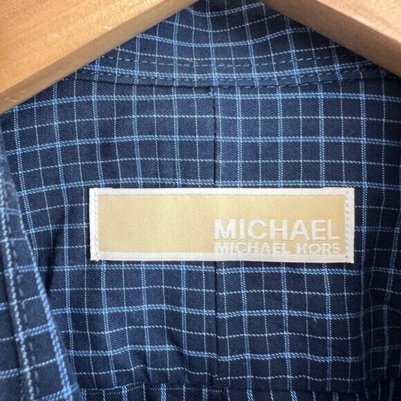 Michael Michael Kors Mens Size M 15 1/2 Blue Long Sleeve Button Down Shirt 32 33 - Picture 4 of 12